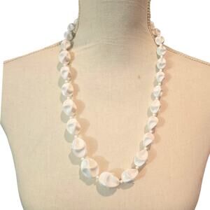 Vintage Chunky Bead Necklace Acrylic Twisted Beads Jewelry 24" Single Strand